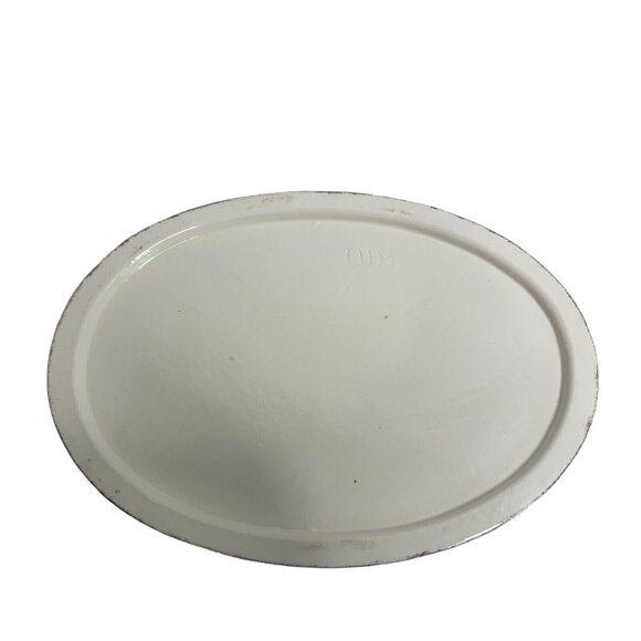 Vintage Ceramic Trinket Dish Floral Raised Design Blue Rim Vanity Tray 1970s - Picture 4 of 8